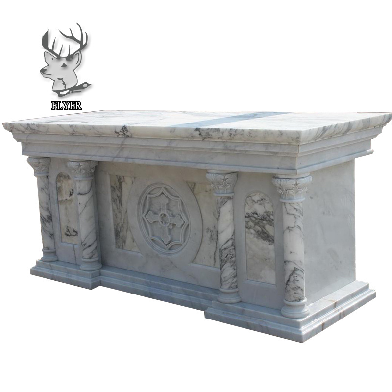 New design large white marble altar with columns for sale