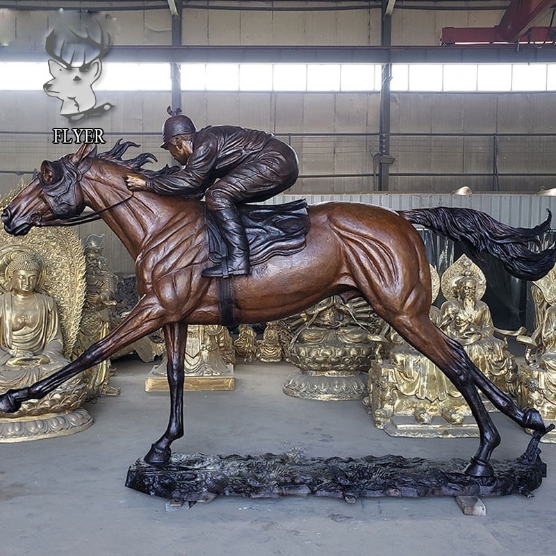 Outdoor Decoration Large Antique Bronze Racing Horse Sculpture Statue  for Sale