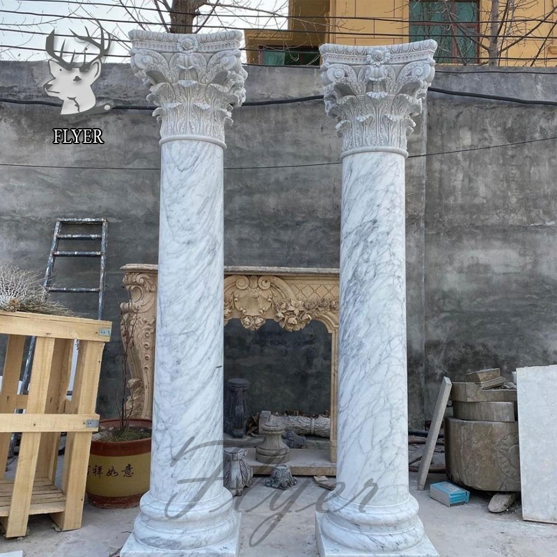 Natural Stone Roman Pillars Hand Carved Polished Italy Marble Solid Roman Column