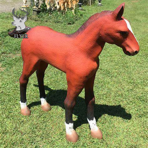 Hot sale Red color life size Fiberglass Hand Sculpture Horse