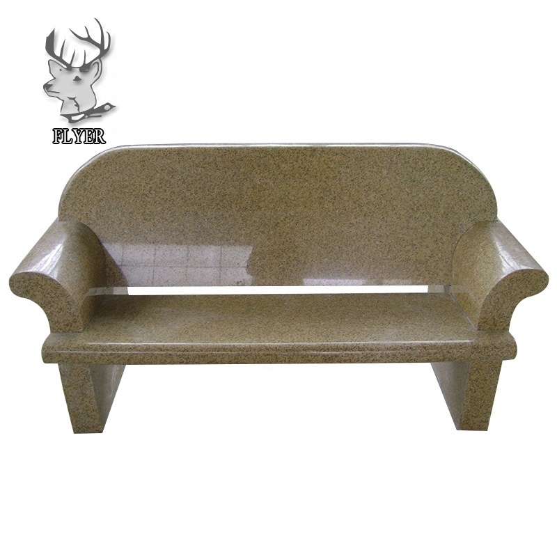 Garden statuary decoration polished natural white marble stone bench with back