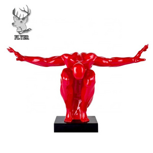 Popular design resin red figural fiberglass statue custom modern art resin figure sculpture