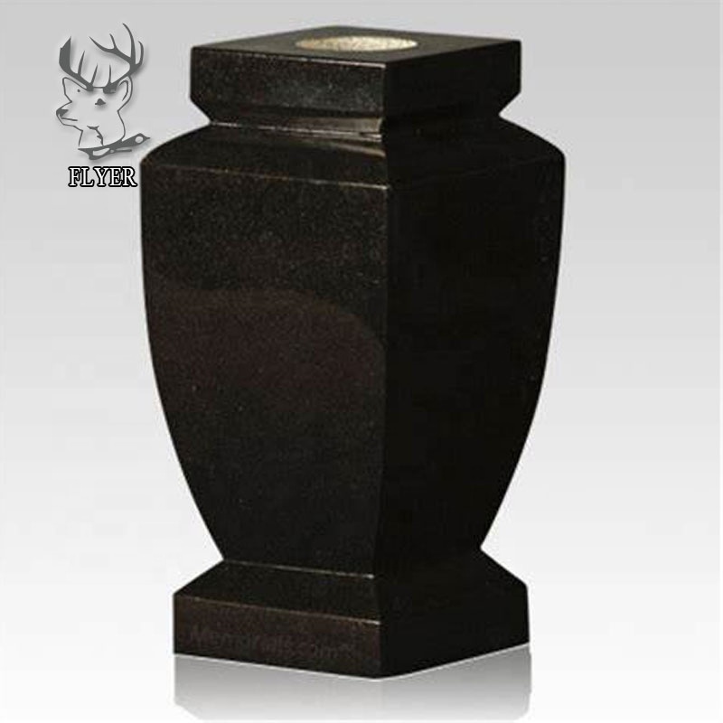 Natural black granite cemetery flowerpot polished black granite tombstone vase