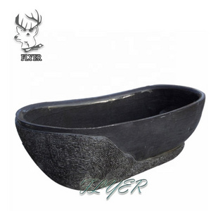 Indoor luxury natural black solid marble stone bathtubs freedstanding for sale two person stone freestanding round bathtub