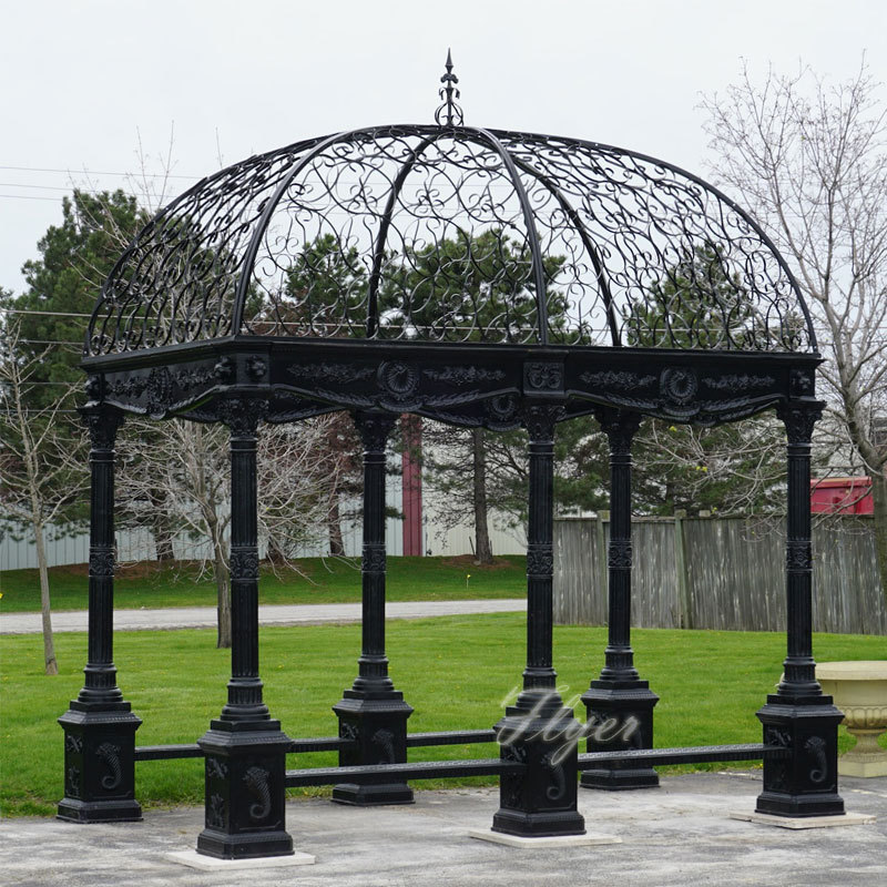 Custom Cheap Modern Design  Customized Color Metal Pavilion Outdoor Garden Gazebo Waterproof Cast Iron Gazebo