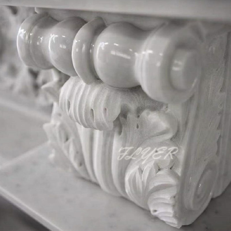 Home Decoration Natural  Marble Sculpture Fireplace Mantel Stone Carving Natural White Marble Column Fireplace