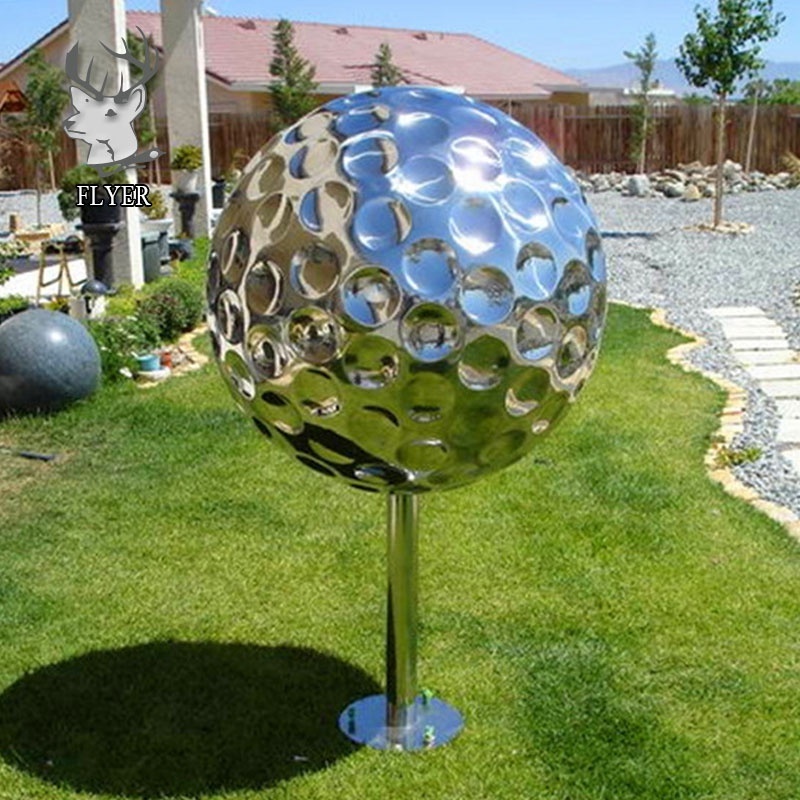 Outdoor garden ornaments metal stainless steel ball statue golf balls art sculptures