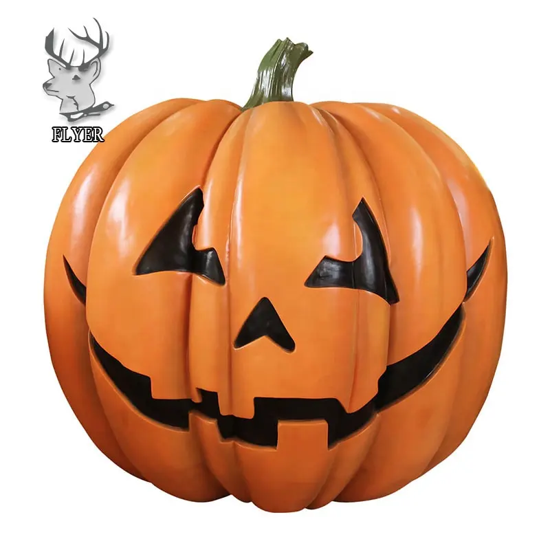 Hot Sale Customized Size Outdoor Fiberglass Pumpkin Sculpture Life Size Fiberglass Halloween Statue For Sale