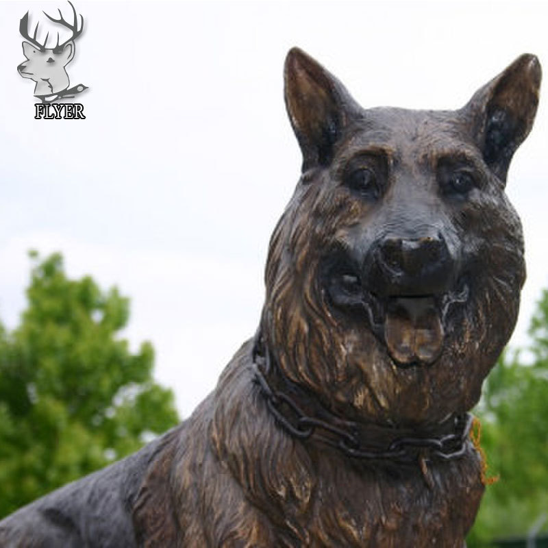 Garden Decoration Modern Metal Craft Animal Dog Statue Life-Size Standing German Shepherd Bronze Dog Statue