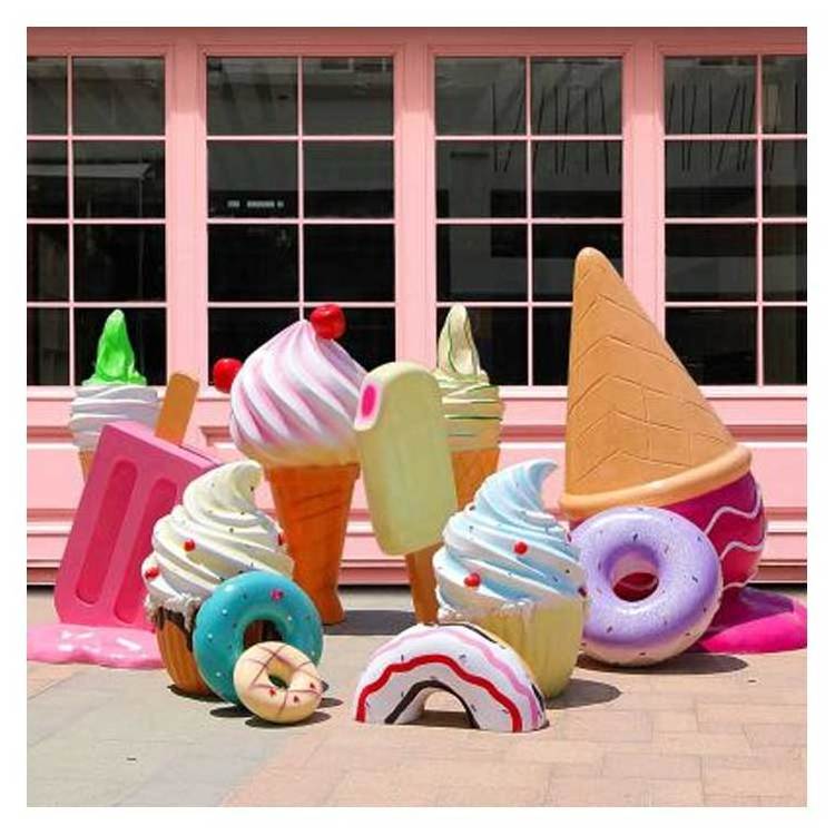 High quality large standing waffle cone sculpture custom size fiberglass ice cream statue for sale