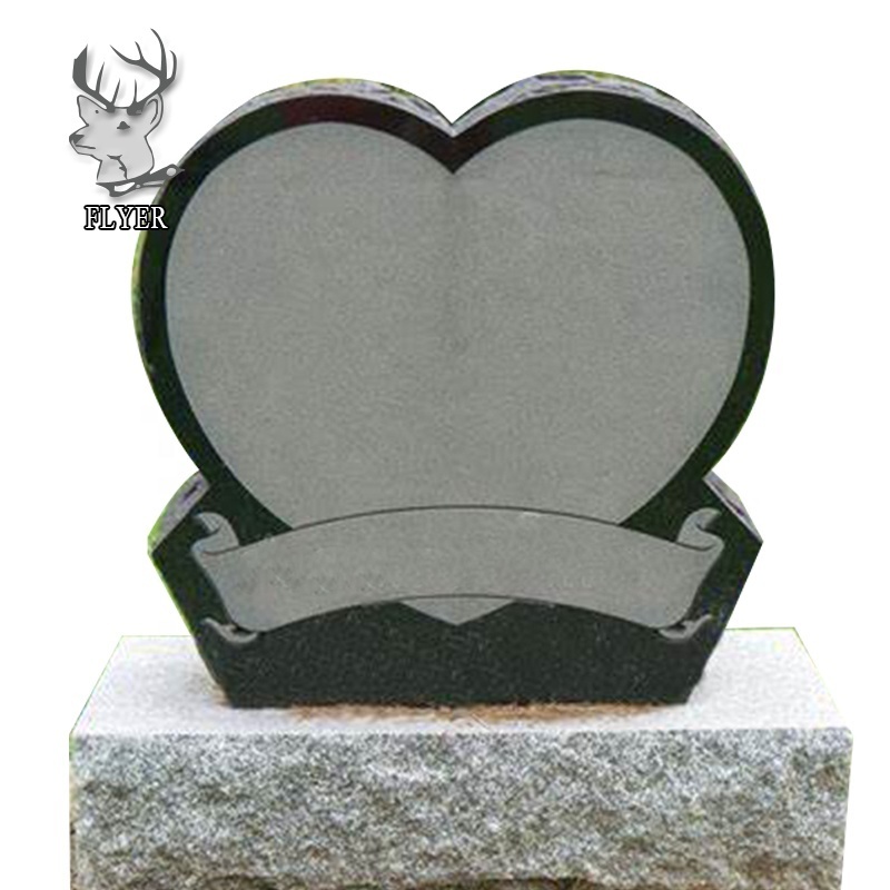 Custom Black Granite Stone Heart Shape Tombstone Granite Headstone Monument