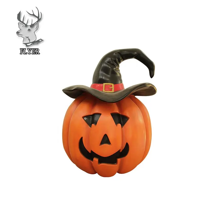 Hot Sale Customized Size Outdoor Fiberglass Pumpkin Sculpture Life Size Fiberglass Halloween Statue For Sale