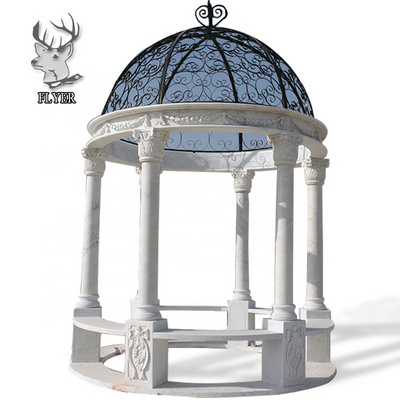 Wedding Natural White Marble Gazebo Outdoor Garden Nature Stone Roman  Column White Marble Gazebo