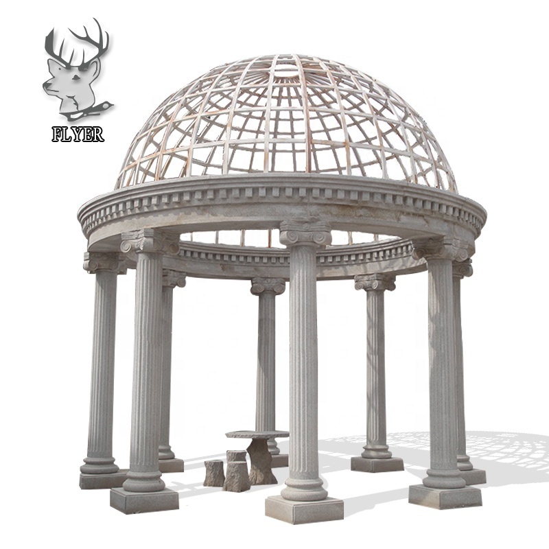 Wedding Natural White Marble Gazebo Outdoor Garden Nature Stone Roman  Column White Marble Gazebo