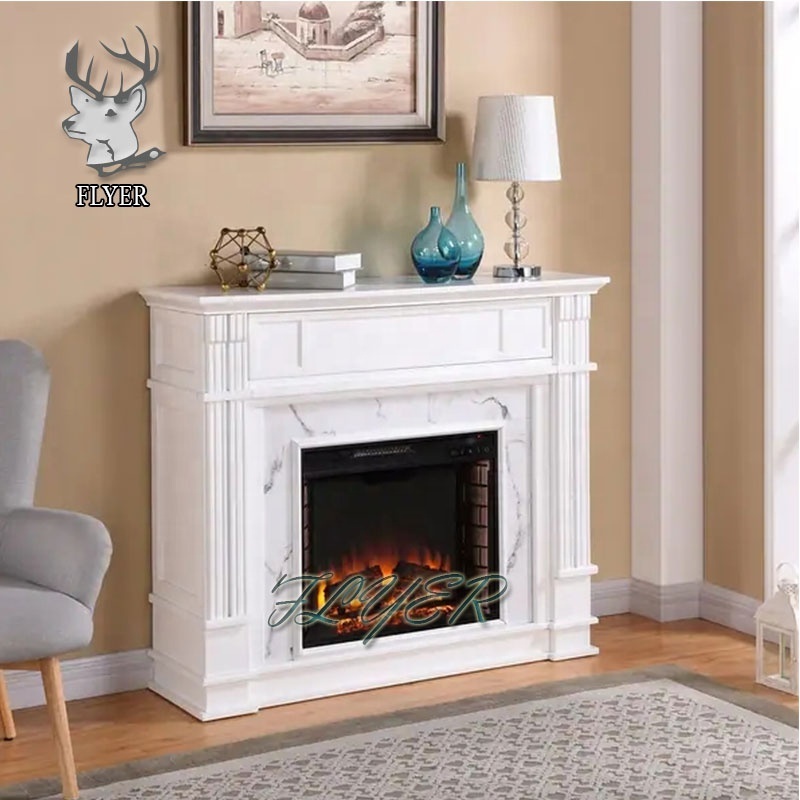 European Outdoor Indoor Decoration  Hand  Carved Electric Marble Fireplace Surround for home decoration