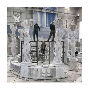 Outdoor Round Greek Style White  Marble Column Wrought Iron Gazebo Hand Carved Luxury Garden Marble Gazebo