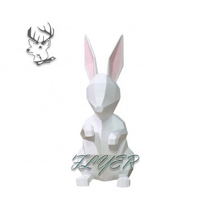 Customized Modern Art Geometric Sculpture Large Art Animals Abstract Fiberglass Rabbit Statue Sculpture Decoration