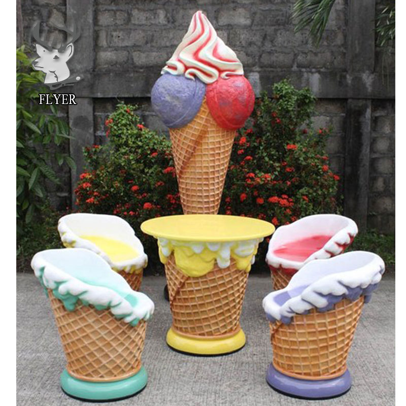 Shop Decoration Large Ice Cream Table And Chair Fiberglass Ice Cream Shop Furniture For Sale