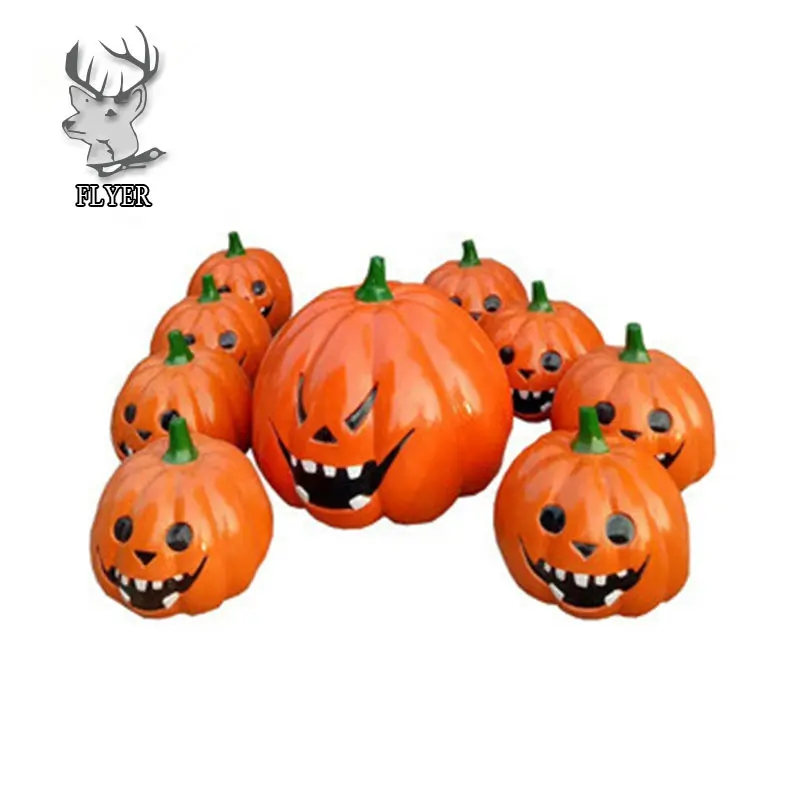 Hot Sale Customized Size Outdoor Fiberglass Pumpkin Sculpture Life Size Fiberglass Halloween Statue For Sale