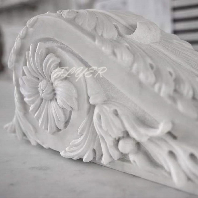 Home Decoration Natural  Marble Sculpture Fireplace Mantel Stone Carving Natural White Marble Column Fireplace