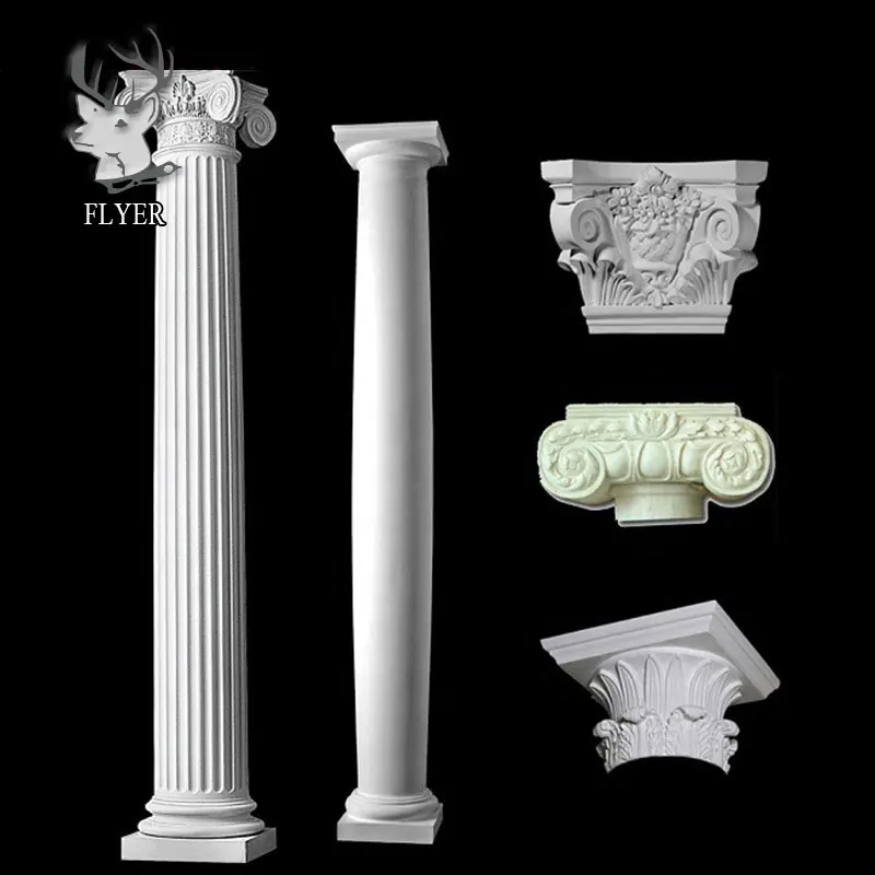 Good quality cast stone statues column pillar natural design carving stone black marble column