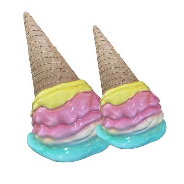 High quality large standing waffle cone sculpture custom size fiberglass ice cream statue for sale