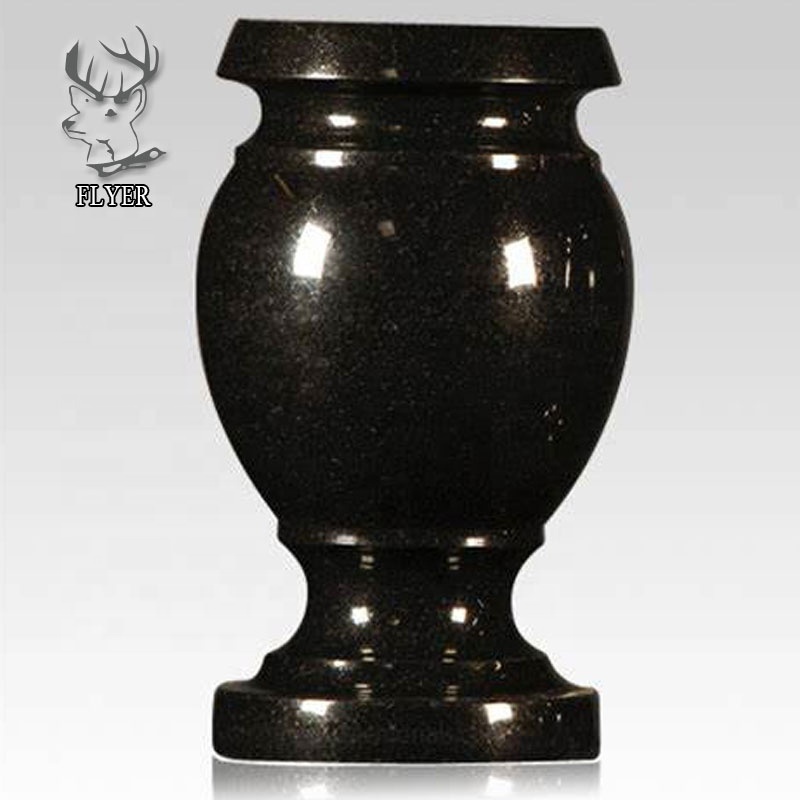 Natural black granite cemetery flowerpot polished black granite tombstone vase