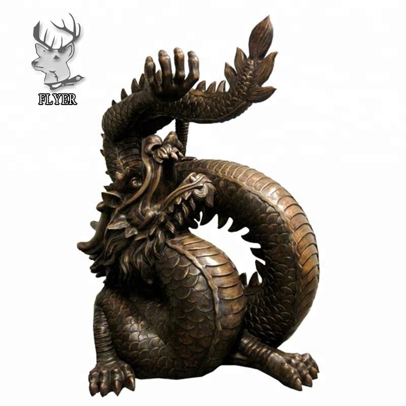 Modern Outdoor Decoration Eastern Mythical Creatures Feng Shui Bronze  Dragon Statue Garden Bronze Water Fountain