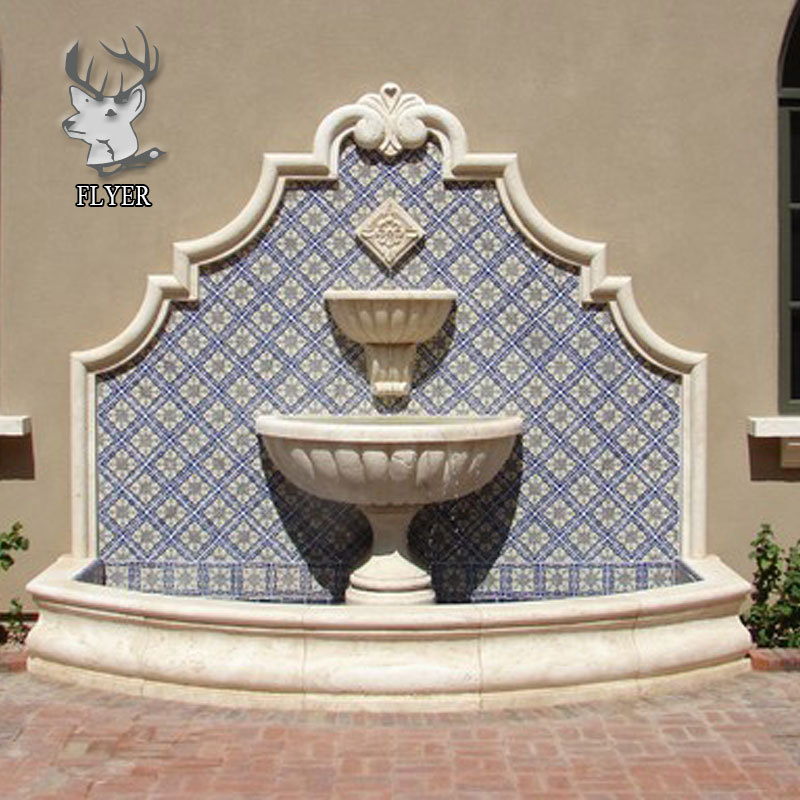 Outdoor Home Decoration Customized Modern Animal Elephant Carved Statue Water Fountain Beige Marble Wall Fountain