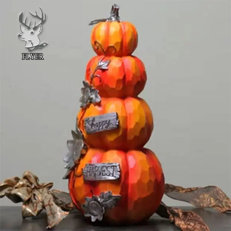 Hot Sale Customized Size Outdoor Fiberglass Pumpkin Sculpture Life Size Fiberglass Halloween Statue For Sale