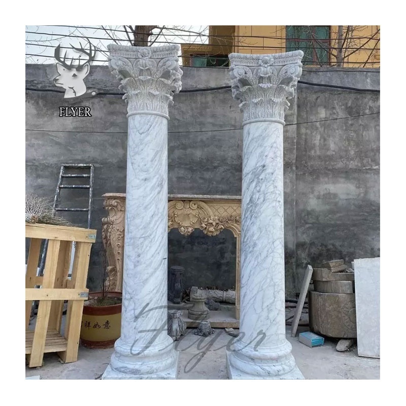 Natural Stone Roman Pillars Hand Carved Polished Italy Marble Solid Roman Column