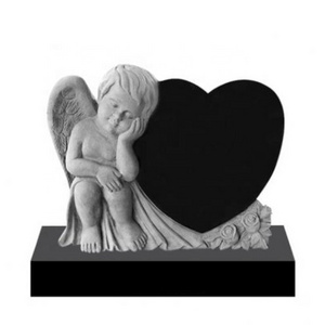 Hand Carving Black Granite Headstone For Baby Grave Free Angel Baby Headstones Memorial