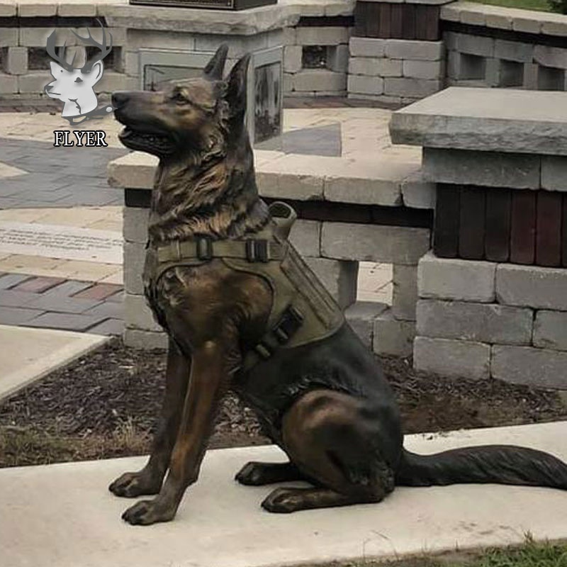 Life size animals sitting dog large german shepherd dog bronze statue garden statue