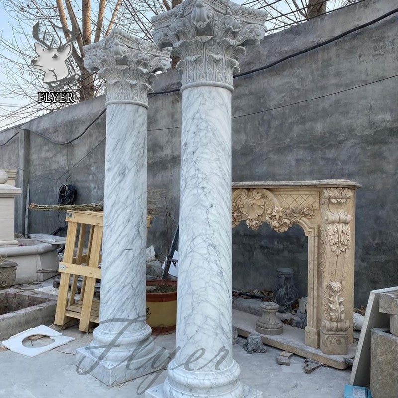 Natural Stone Roman Pillars Hand Carved Polished Italy Marble Solid Roman Column