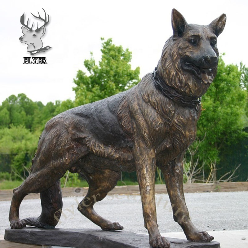 Life size animals sitting dog large german shepherd dog bronze statue garden statue