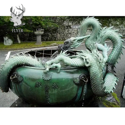 Modern Outdoor Decoration Eastern Mythical Creatures Feng Shui Bronze  Dragon Statue Garden Bronze Water Fountain