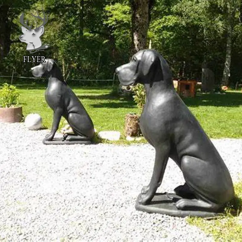 Outdoor Garden Decoration Life Size Metal Dog Sculpture Statue Bronze Great Dane Sculpture For Sale