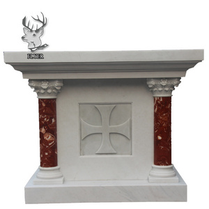 New design large white marble altar with columns for sale