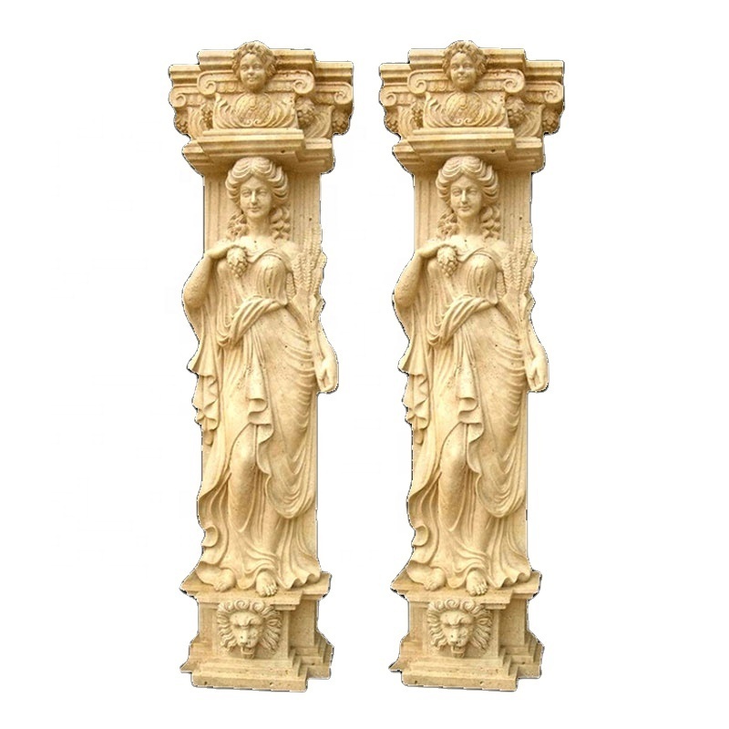 Building Material Decorative Natural  Marble Roman Pillar Stone Greek Gate Column For Sale