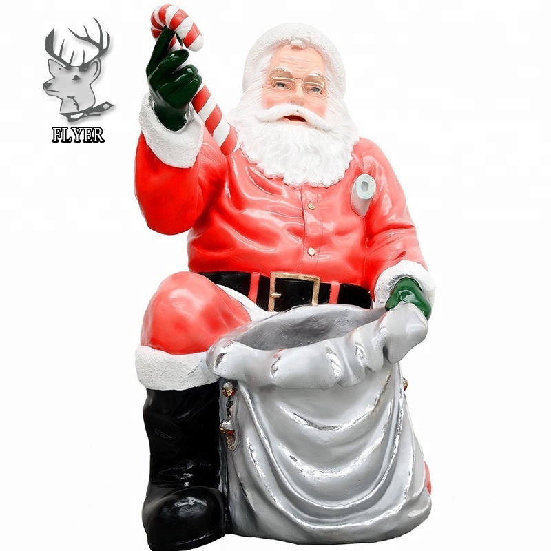 Outdoor large Christmas resin reindeer statue with Santa Claus