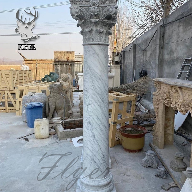 Natural Stone Roman Pillars Hand Carved Polished Italy Marble Solid Roman Column