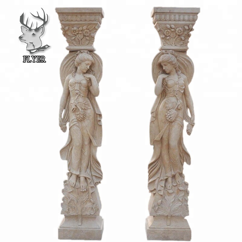 Building Material Decorative Natural  Marble Roman Pillar Stone Greek Gate Column For Sale