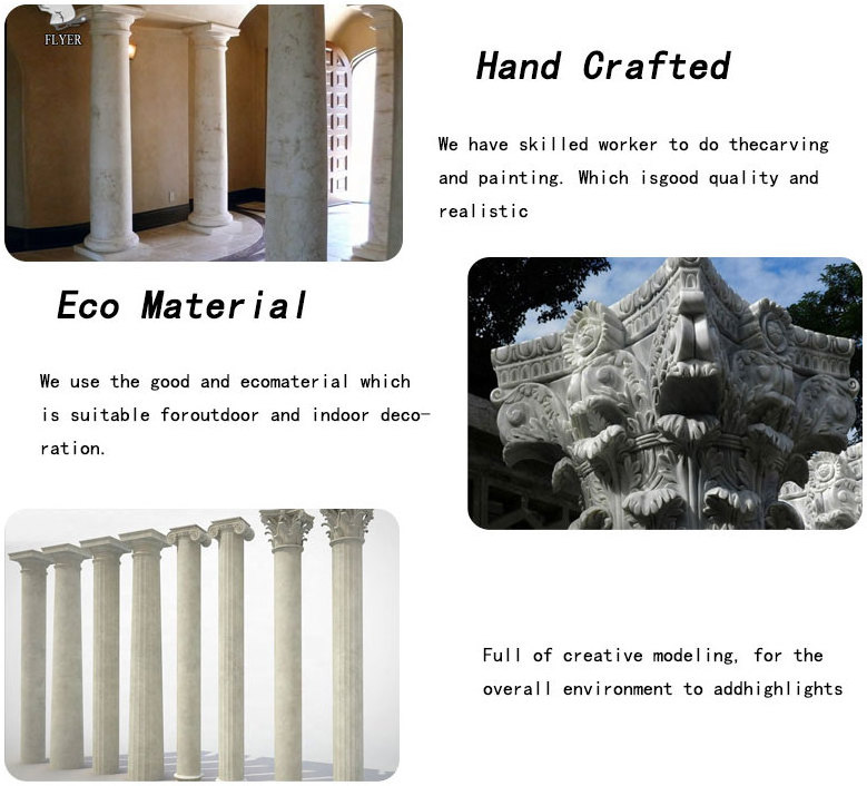 Good quality cast stone statues column pillar natural design carving stone black marble column