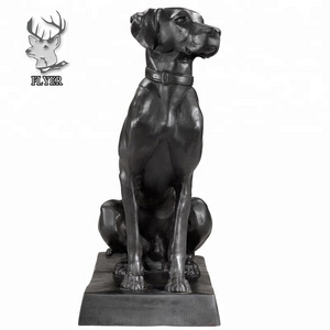 Home decoration life size bronze Great Dane statue sitting dog statue