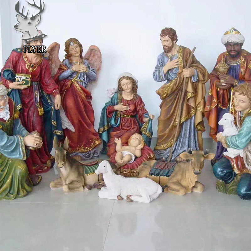 Church Decoration Fiberglass Resin Life Size Christ Baby Jesus Birth Figure Nativity Sculpture Religious Nativity Set Statue