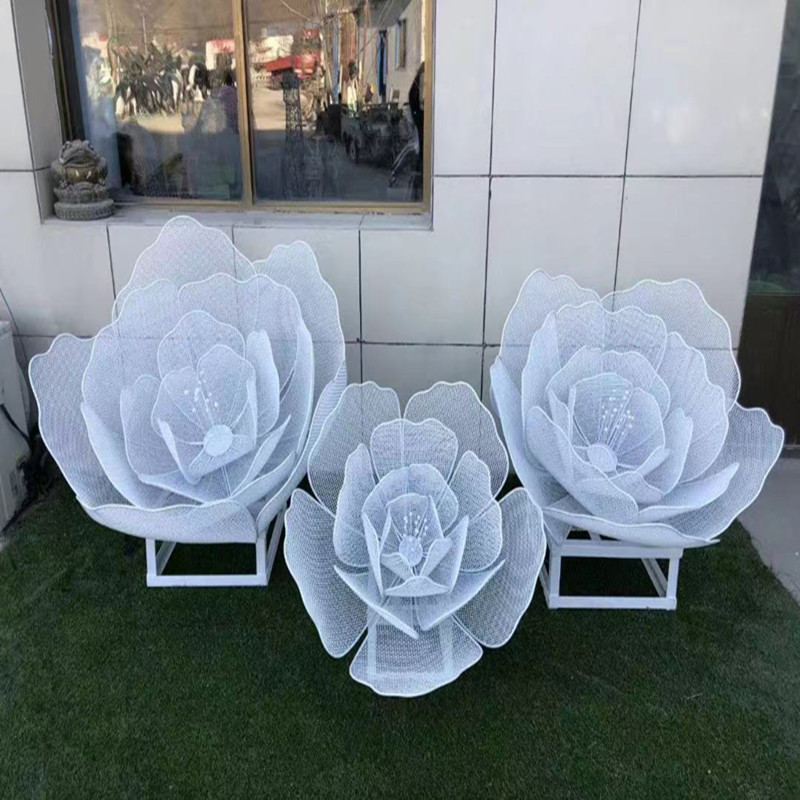 High quality large metal flowers outdoor stainless steel flower rose sculpture for sale