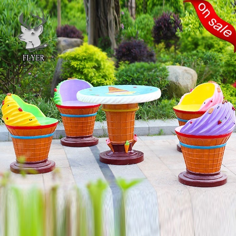 Shop Decoration Large Ice Cream Table And Chair Fiberglass Ice Cream Shop Furniture For Sale