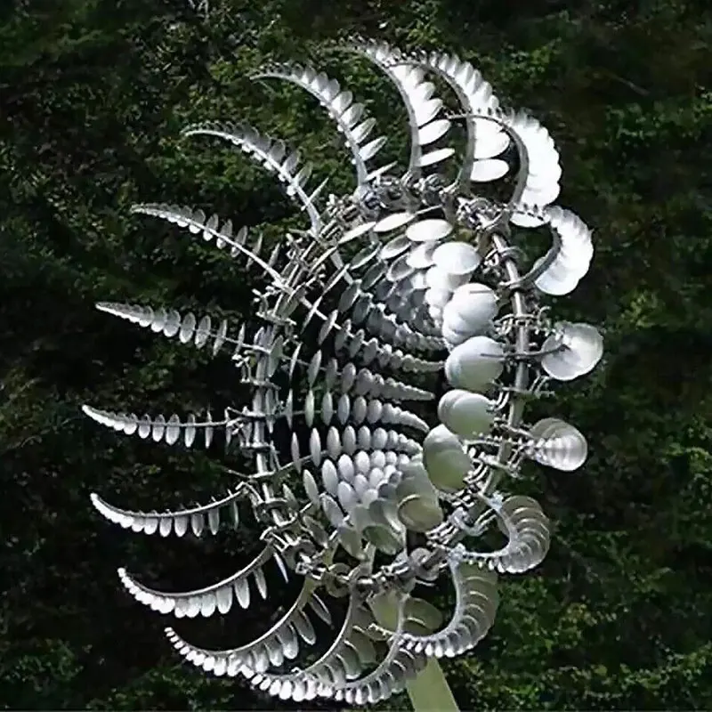 Outdoor Decoration Metal Windmill Kinetic Metal Wind Spinners Stainless Steel Sculpture Garden Kinetic Sculpture For Sale