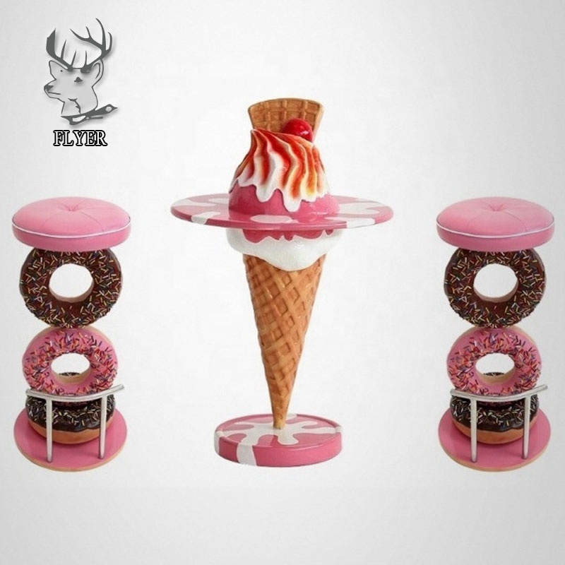 Shop Decoration Large Ice Cream Table And Chair Fiberglass Ice Cream Shop Furniture For Sale