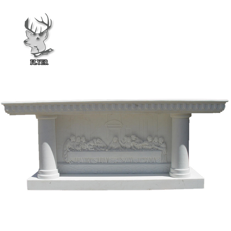 New design large white marble altar with columns for sale